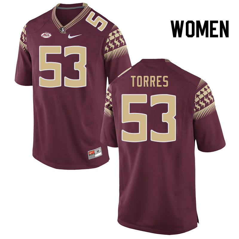Women #53 Brandon Torres Florida State Seminoles College Football Jerseys Stitched Sale-Garnet